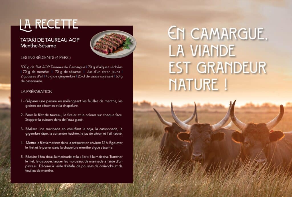 Tataki de taureau menthe-sésame